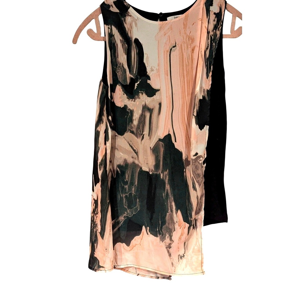 Bar III Womens Abstract Watercolor‎ Layered Sleeveless Top Washed White Combo XS